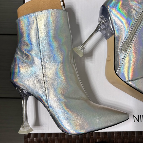 NINE WEST • Iridescent/Silver High Heel Bootie • 7.5 M • - Picture 3 of 8